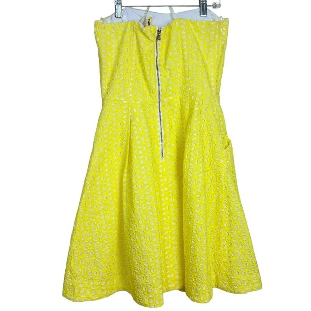 Lilly Pulitzer Yellow Pineapple Juice‎ Flower Eyelet Blossom Straples Dress Sz 2 - Picture 5 of 12